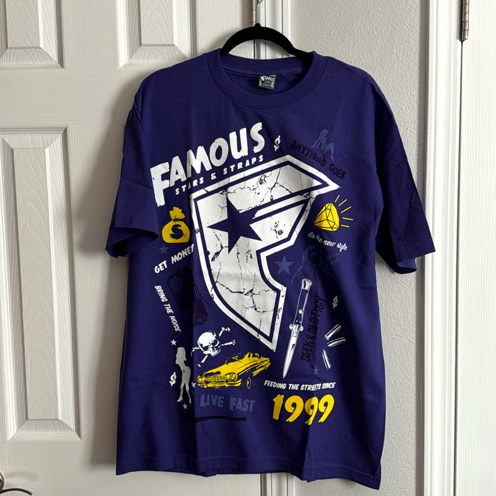 Famous Stars & Straps purple t-shirt 100% cotton Large